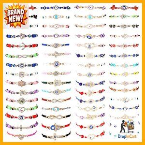 Adjustable Evil Eye Bracelets Set Boho Chic Protection Jewelry Gift 60 Pieces